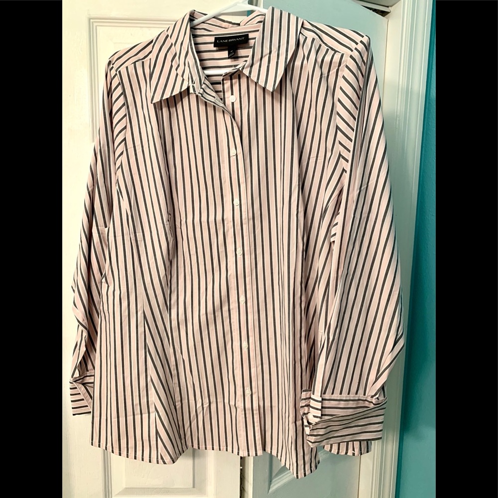 Lane Bryant Striped Button Down Top sz 18/20 NWOT